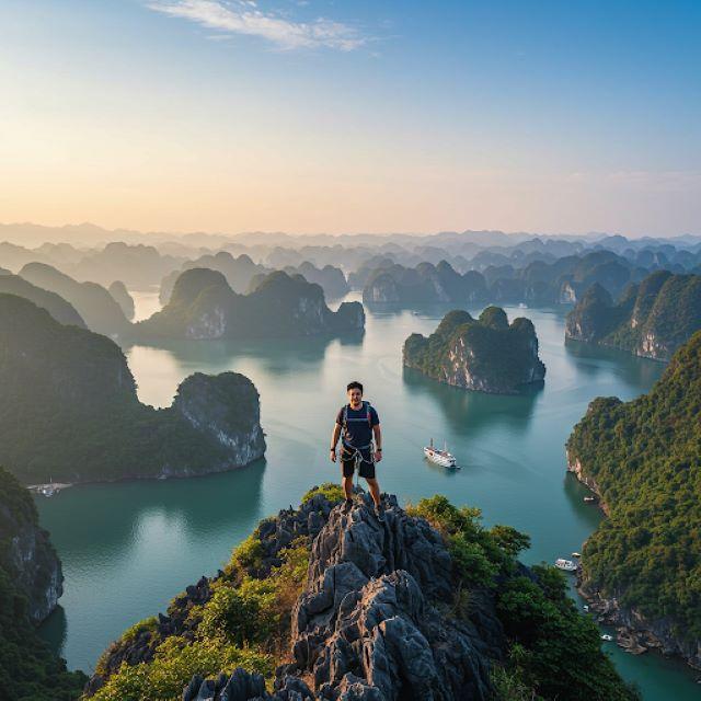 Chinh phục đỉnh núi Bái Tử Long ở Vịnh Hạ Long