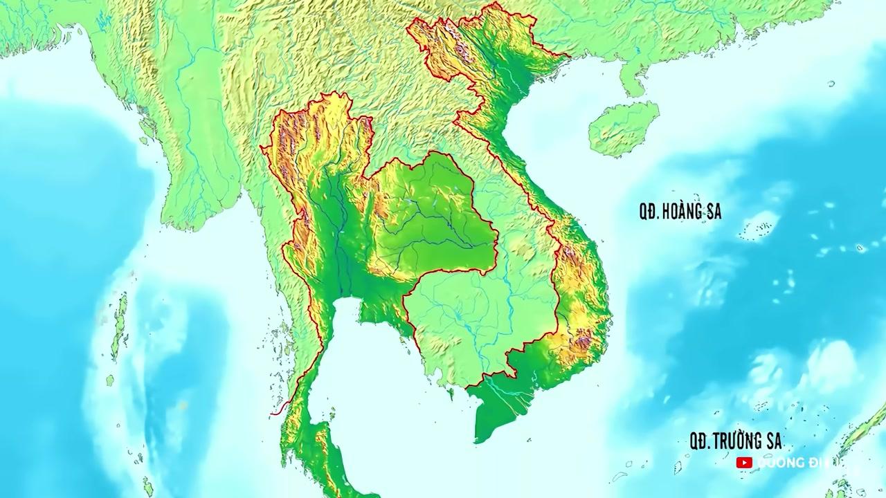 Bản đồ cho thấy vị trí địa lý của Thái Lan, giáp với hai đại dương.