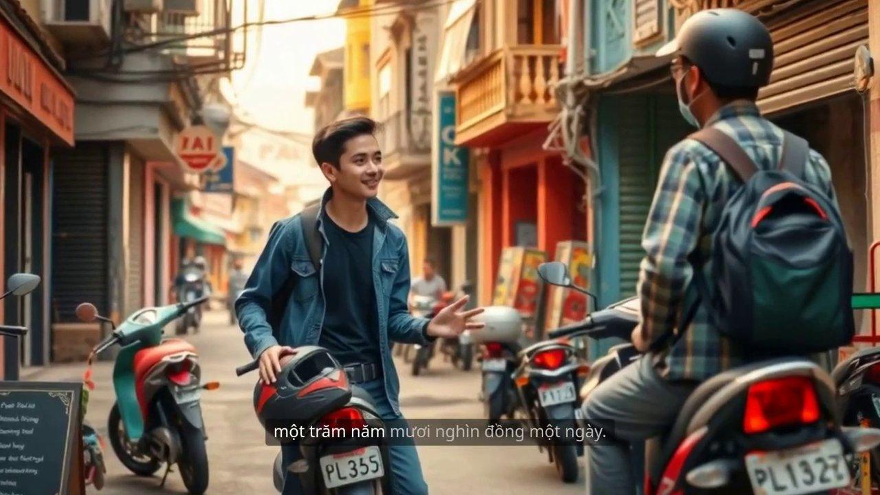 Một quán bún bò Huế nghi ngút khói bên vỉa hè.