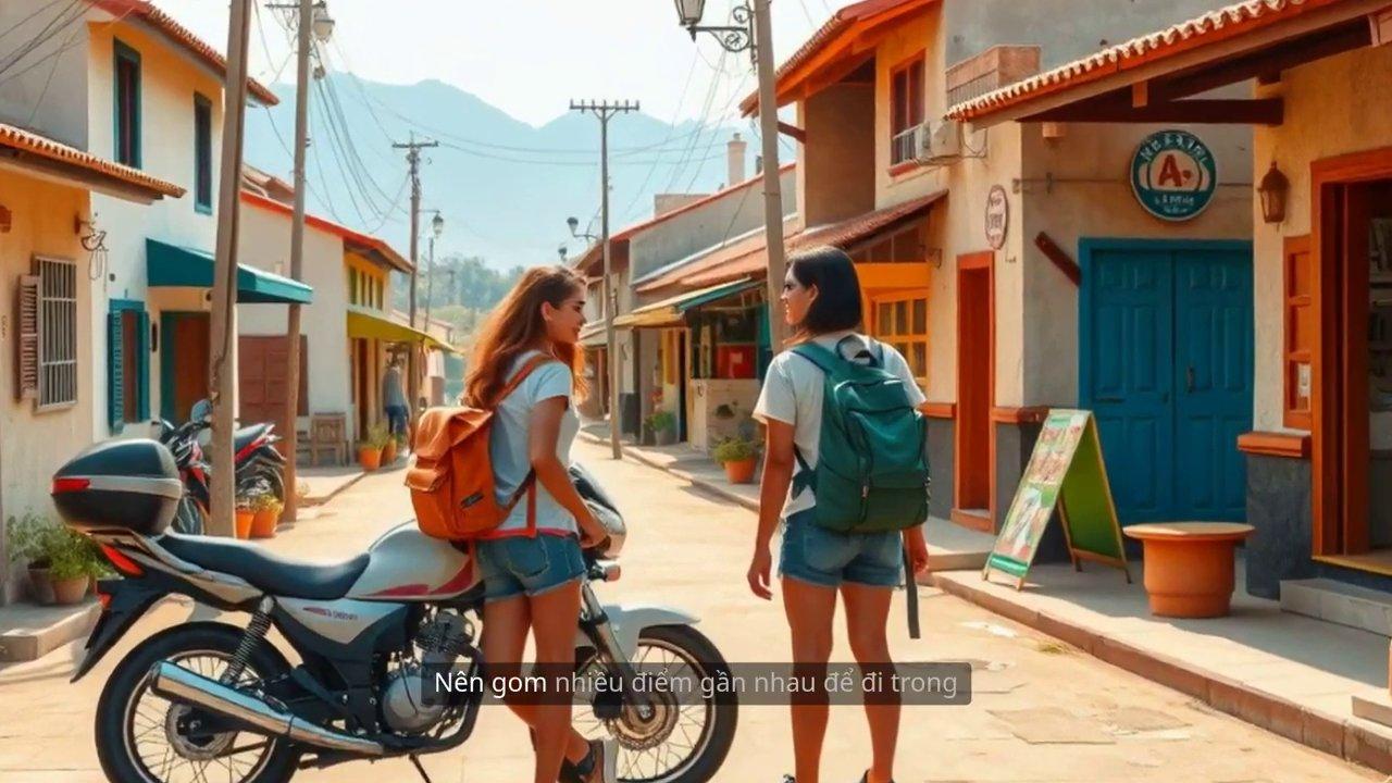 Một du khách đang đọc bảng chỉ dẫn tại một địa điểm du lịch, thể hiện tinh thần tự túc và khám phá.
